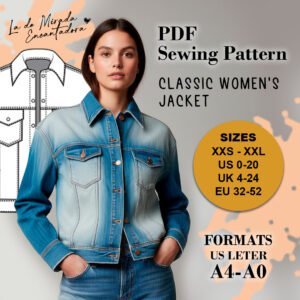 Patrón de costura: Chaqueta clásica denim dama, para elaborar tu propia ropa o marca